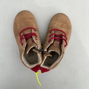 UGG Kids Tan Boots with Red Laces